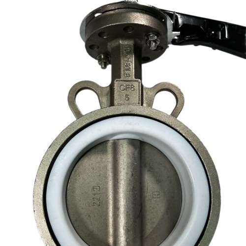 PN16 DN125 Zawór Motylkowy, korpus i tarcza wykonane ze stali nierdzewnej AISI 304, gniazdo PTFE