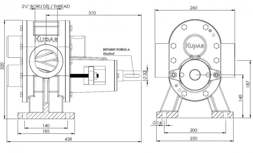 Pompa zębata do produktów lepkich Kupar KHP 2 1/2 cala, 3,5-35 m3/h