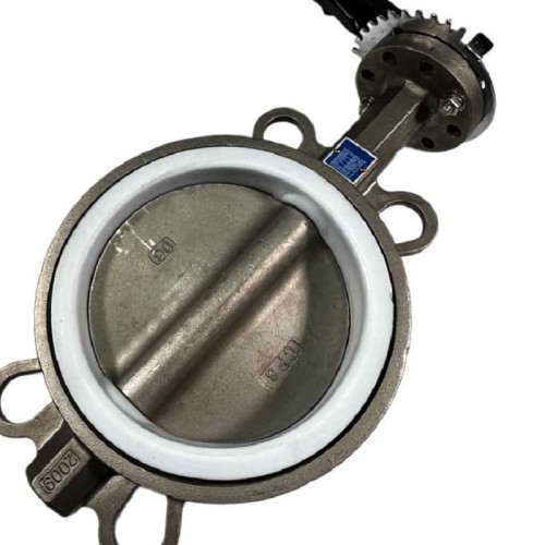 PN16 DN150 Zawór Motylkowy, korpus i tarcza wykonane ze stali nierdzewnej AISI 304, gniazdo PTFE