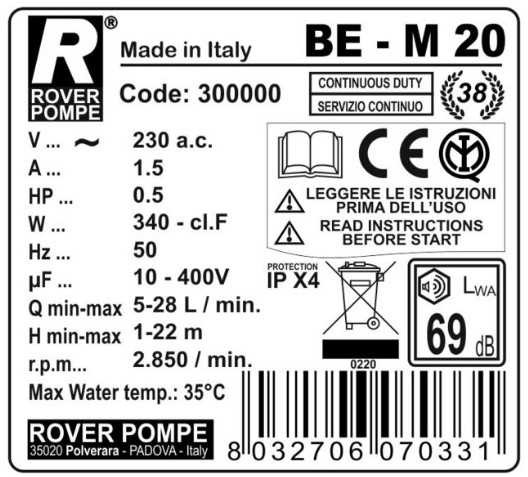 BE-M 20 pompa roztworu oleju o niskiej lepkości