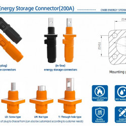 JC-CN08-S-01-LM, 200A, 1500V DC, gniazdo do układów magazynowania energii, typu nakrętka, pomarańczowe