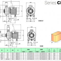 Pompa ze stali nierdzewnej do pompowania cieczy przemysłowych CHX/300, 2,2 kW, 45 m3/h, 24,5 m, 380 V/T, AISI 304 (EBARA DWC)