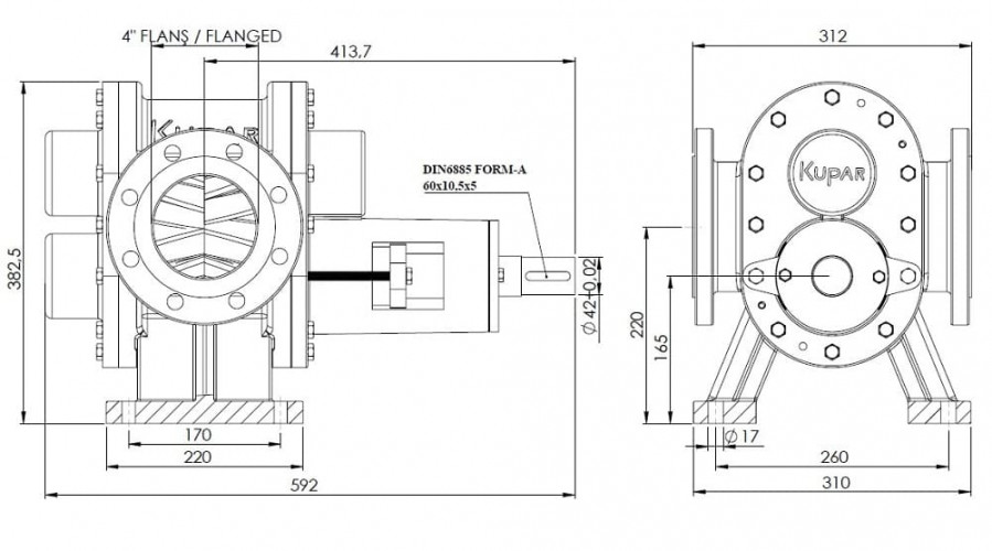 Pompa zębata Kupar KHP 4 cal do dżemu, 7,5-75 m3/h