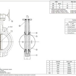 PN16 DN250 Zawór Motylkowy, korpus i tarcza wykonane ze stali nierdzewnej AISI 304, gniazdo PTFE