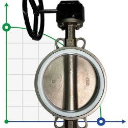 PN16 DN250 Zawór Motylkowy, korpus i tarcza wykonane ze stali nierdzewnej AISI 304, gniazdo PTFE