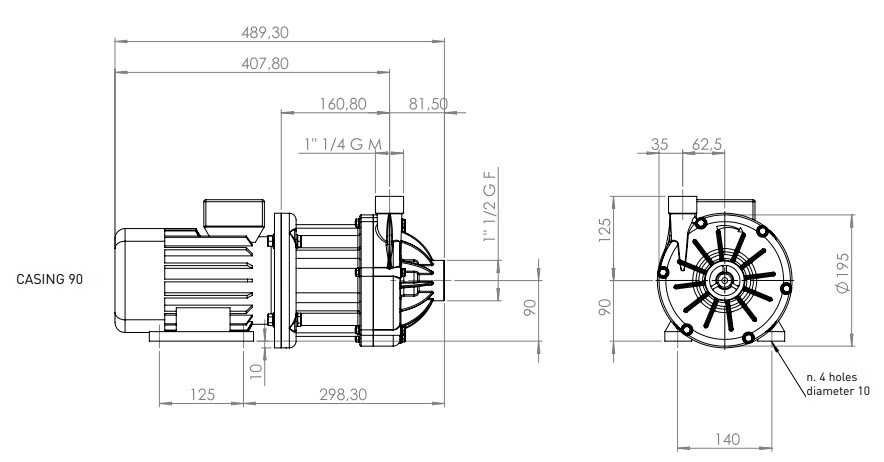 Pompa ze sprzęgłem magnetycznym DM 15 PVDF, Viton 1,5 kW