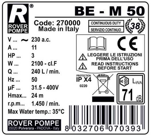 BE-M 50 pompa do płynnych detergentów, oleju napędowego