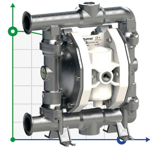 PF0120 Pompa standardowa do żywności FDA FLUIMAC PHOENIX FOOD AISI316 HYTREL+PTFE, 120 l/min pneumatyczna pompa membranowa