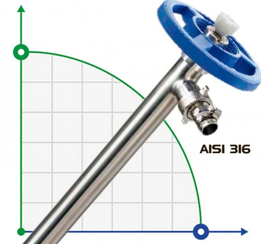 Część pompująca (rura) pompy beczkowej FLUIMAC NETTUNE wykonana z AISI 316 (wał AISI 316), 1200 mm, Ø41 mm
