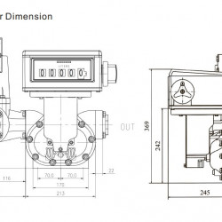 Przepływomierz tłokowy obrotowy M-50 2ʼʼ, 38-550 l/min z drukarką i licznikiem nastawnym do oleju napędowego, benzyny
