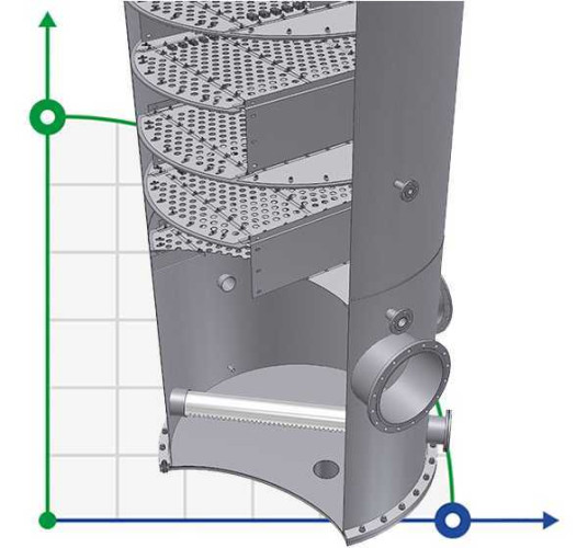 Płyta zaworowa AISI 304,800 mm z promotorami do dystrybucji przepływu