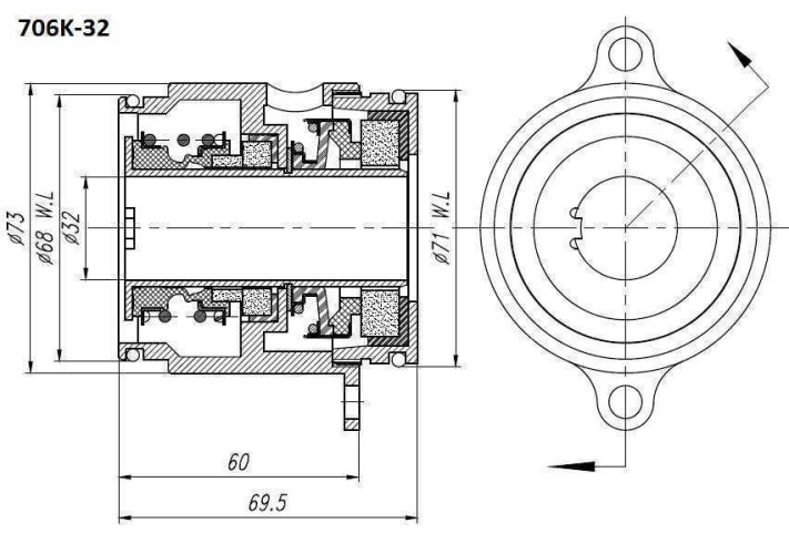 Uszczelnienie pompy Grundfos R-706K 22, SIC/SIC/SIC/SIC, VITON, 304
