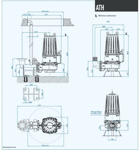 Dreno pompa głębinowa ATH 100-2/400 z wirnikiem odśrodkowym dwukanałowym