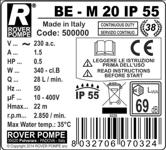 BE-M 20 IP55 pompa pierścieniowa cieczy
