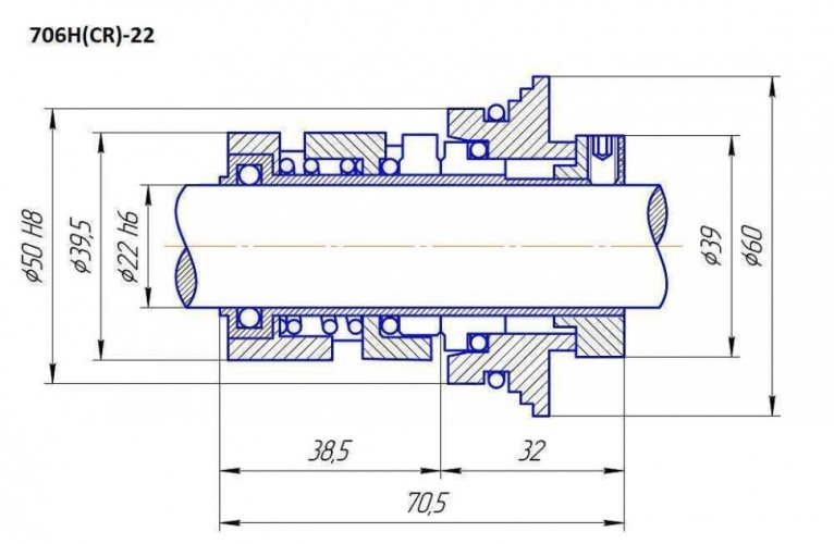 Uszczelnienie pompy Grundfos R-706H(CR) 22, SIC/SIC, VITON, 304