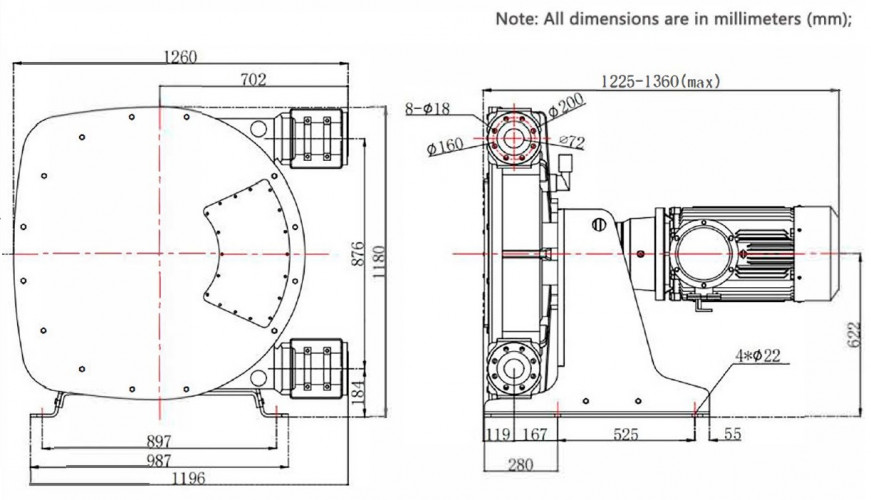 Przemysłowa pompa wężowa JXHIN-80-CI+SS-F-NBR-P, 24.5 m3/h, 11 kW, 16 bar, 380V
