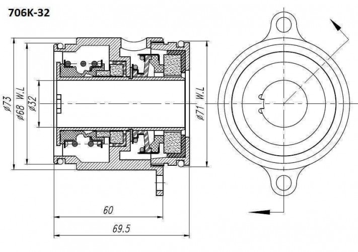 Uszczelnienie pompy Grundfos R-706K 22, SIC/SIC/SIC/SIC, EPDM, 304