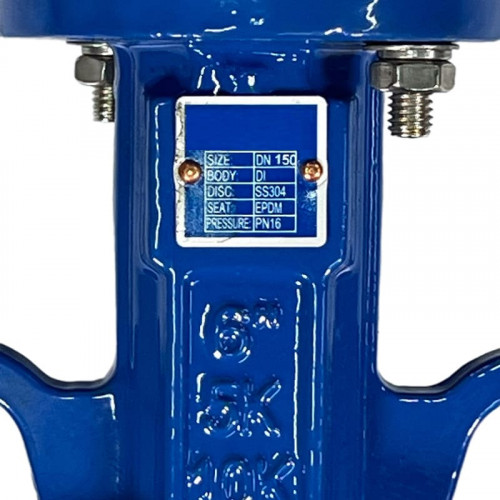 PN16 DN150 Zasuwa motylkowa, korpus żeliwny, tarcza AISI 304, gniazdo EPDM