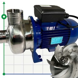 Pompa do przemysłowych systemów mycia BK200D, 1.5kW, AISI304, 220V/50Hz, 2900 z otwartym wirnikiem