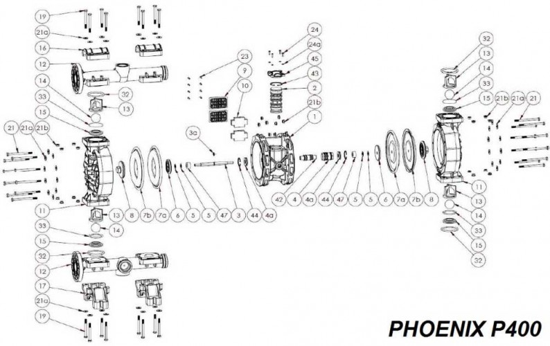 Membrana ze strony cieczy, PTFE, PHOENIX P400