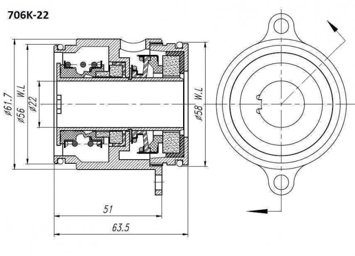 Uszczelnienie pompy Grundfos R-706K 32, SIC/SIC/SIC/SIC, VITON, 304