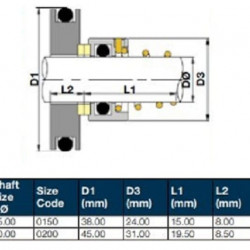 Uszczelnienie mechaniczne pompy ALLWEILER R-M3.ALW 15, CAR/SIC, VITON, 304