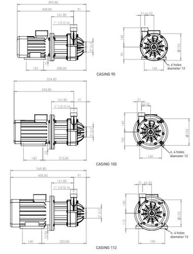 Magnetyczne pompy sprzęgła 30 DM PP Viton bez silnika (wirnik 134)