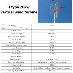 Zestaw pionowej turbiny wiatrowej typu H RX-HV20K 20 kW 380 V, sterownik falownika sieciowego WWGIT 20 kW 380 V
