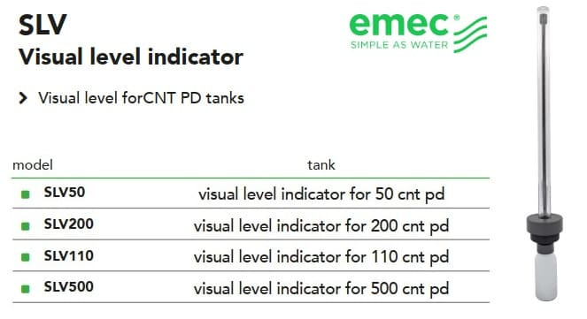 Wskaźnik wizualny poziomu EMEC SLV dla pojemników CNT PD