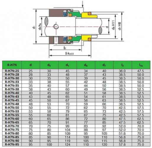 Uszczelnienie pompy R-H7N 38, CAR/SIC, EPDM, 304, G9