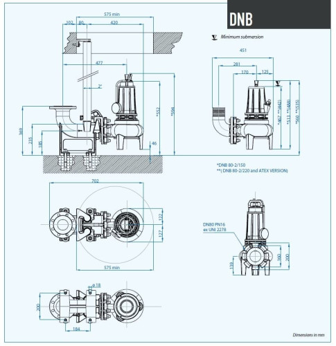Pompa głębinowa Dreno DNB-EX 80-2/220 T z dwukanałowym wirnikiem typu S