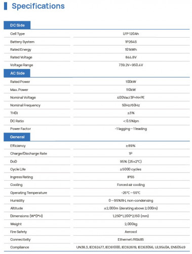 ESS ECO E100WX chłodzony powietrzem uniwersalny magazyn energii LiFePO4 z chłodzeniem powietrzem