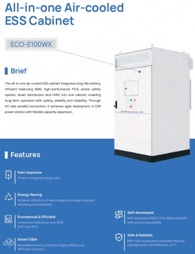 ESS ECO E100WX chłodzony powietrzem uniwersalny magazyn energii LiFePO4 z chłodzeniem powietrzem