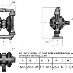 Pompa membranowa pneumatyczna DPX 15 AL/SN - AL/N - AL/B