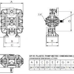 Pompa pneumatyczna membranowa DP 05 PVDF/V