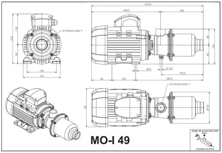 Pompa śrubowa ze stali nierdzewnej do pompowania oliwy z oliwek LIVERANI MO-I 49 MF 0,55 kW, 1400 obr./min, 220 V