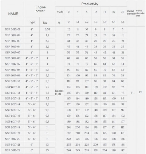 Pompa głębinowa 6 cali Watermot NSP 6017/20, 11kW, 380V