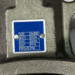 PN6 DN250 Zawór Motylkowy, korpus i tarcza AISI 304, PTFE, pneumatyczna dwustronnego działania Ex, ustawnik pozycyjny 4-20MA