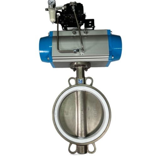 PN6 DN250 Zawór Motylkowy, korpus i tarcza AISI 304, PTFE, pneumatyczna dwustronnego działania Ex, ustawnik pozycyjny 4-20MA