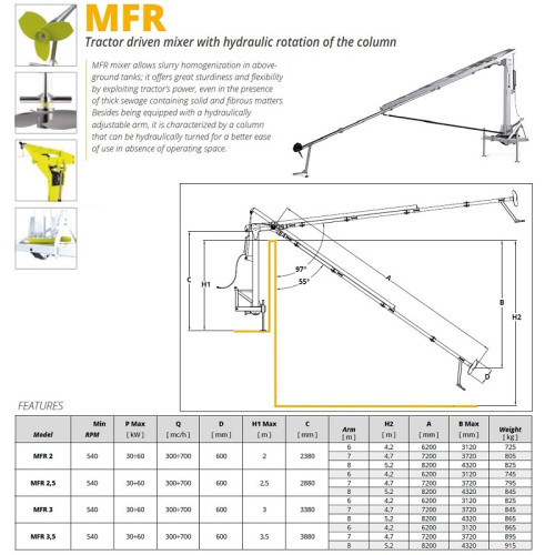 Veneroni MFR 2,5/540, 7m mieszarka ciągnikowa z hydraulicznym obrotem kolumny