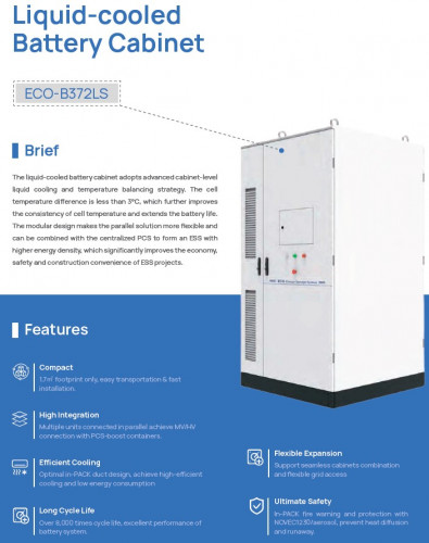 Wysokonapięciowa szafa akumulatorowa LiFePO4 ECO B372LS z chłodzeniem cieczą