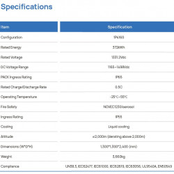 Wysokonapięciowa szafa akumulatorowa LiFePO4 ECO B372LS z chłodzeniem cieczą