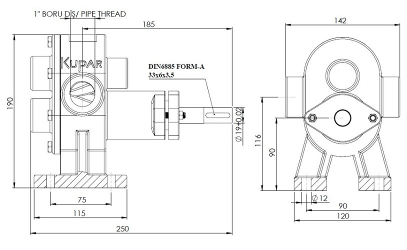 Pompa zębata do kleju Kupar KHP 1 cal-B, brąz, 2-5 m3/h