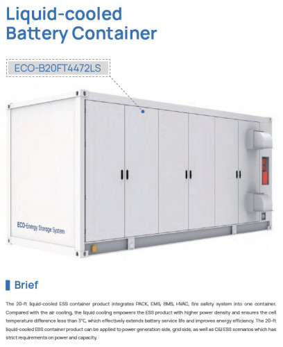 ECO B20FT4472LS LiFePO4 chłodzony cieczą pojemnik na baterie wysokiego napięcia