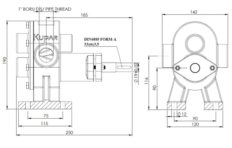 Pompa zębata ze stali nierdzewnej Kupar KHP 1 cal-C, AISI 316, 2-5 m3/h do chemikaliów