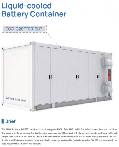 ECO B20FT5015LP chłodzony cieczą wysokonapięciowy pojemnik na baterie LiFePO4 do magazynowania energii