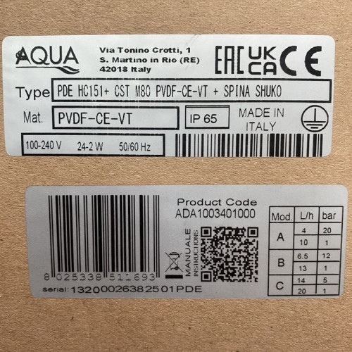 Pompa dozująca do basenu PDE HC151+ CST M80 PVDF-CE-VT + WTYCZKA SHUKO, 4-20 l/h, 20-1 bar