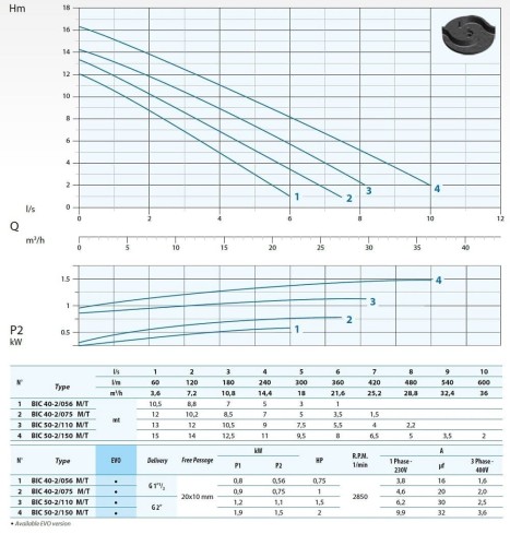 Pompa zatapialna Dreno BIC EVO 50-2/110 T/G z dwukanałowym wirnikiem