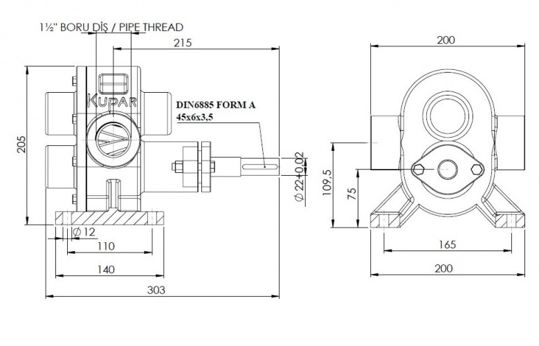 Pompa zębata do mydła Kupar KHP 1 1/2 cala-B, brąz, 4-11,5 m3/h
