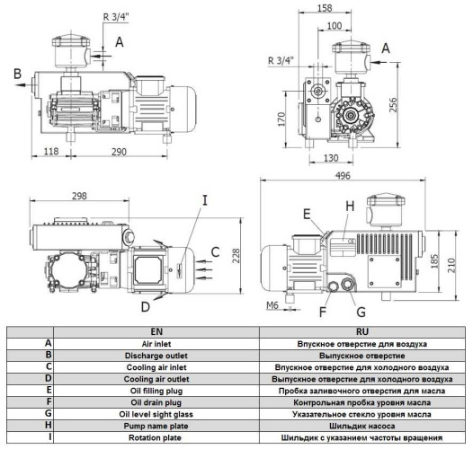 Pompa próżniowa Zinisan ZYVP-016-M/0.37 olejowa jednostopniowa